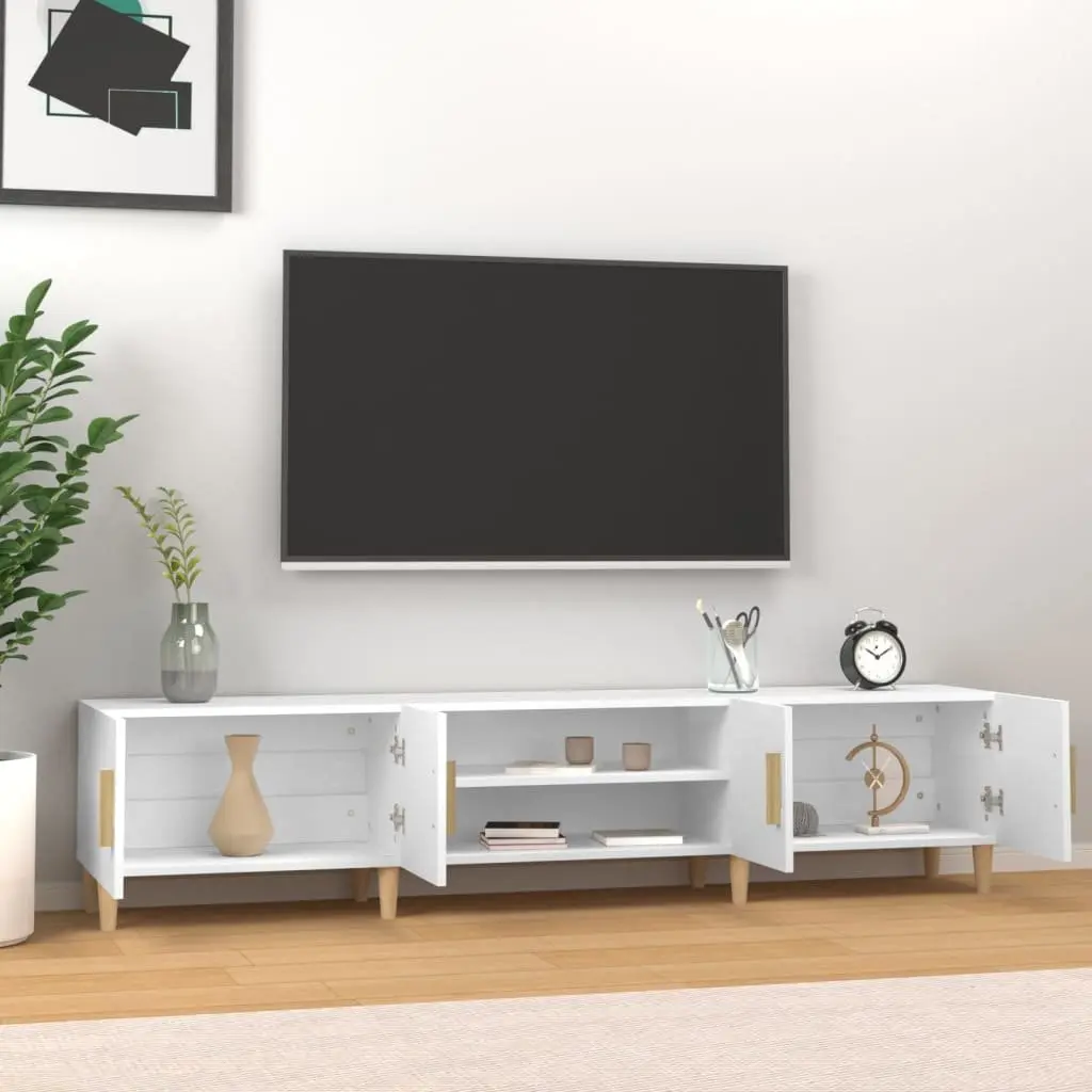 TV Cabinet White 180x31.5x40 cm Engineered Wood 4 Compartments 4 Doors Storage