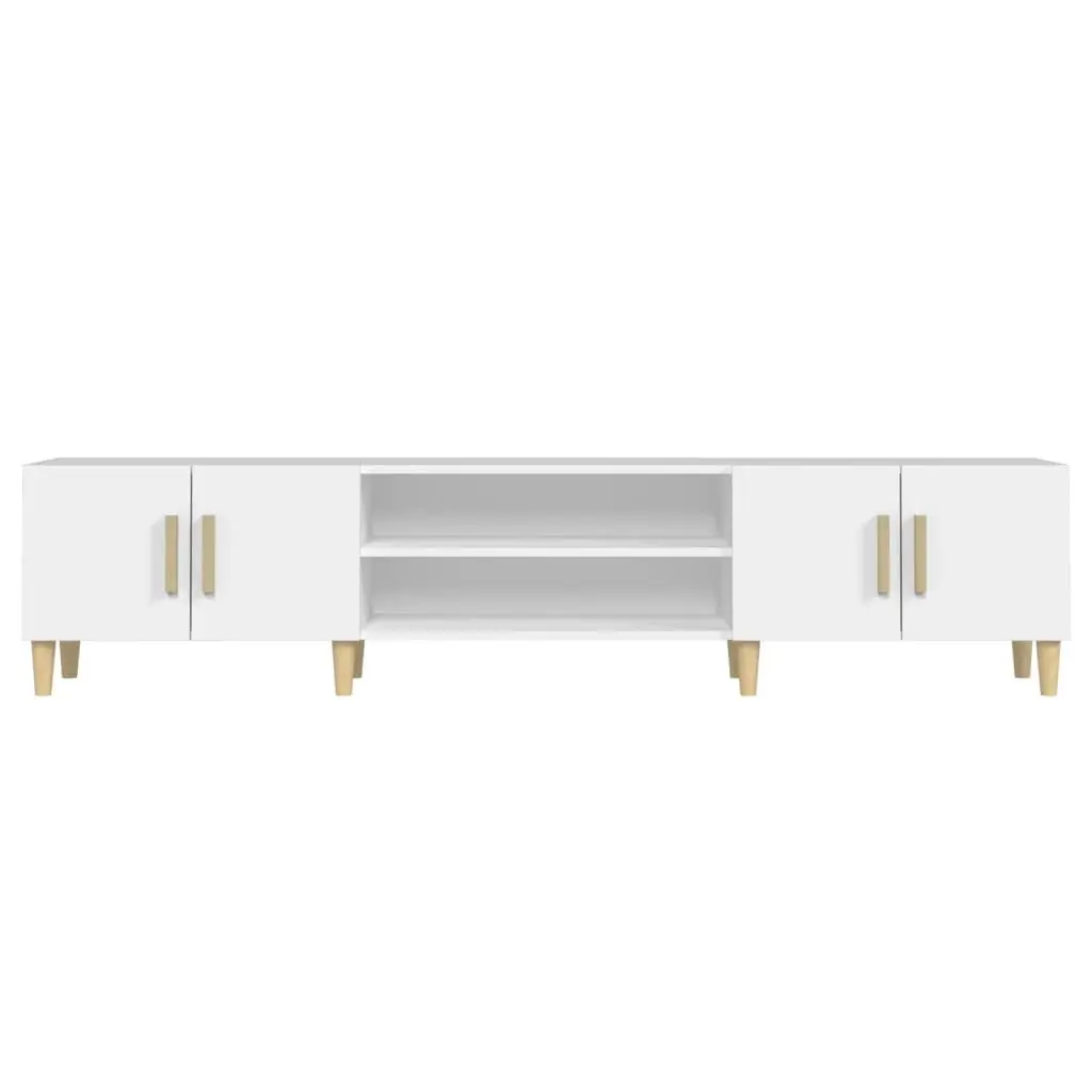 TV Cabinet White 180x31.5x40 cm Engineered Wood 4 Compartments 4 Doors Storage