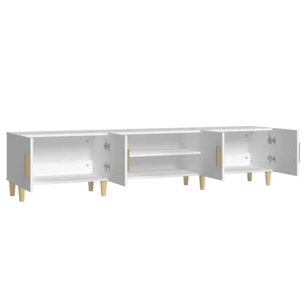 TV Cabinet White 180x31.5x40 cm Engineered Wood 4 Compartments 4 Doors Storage