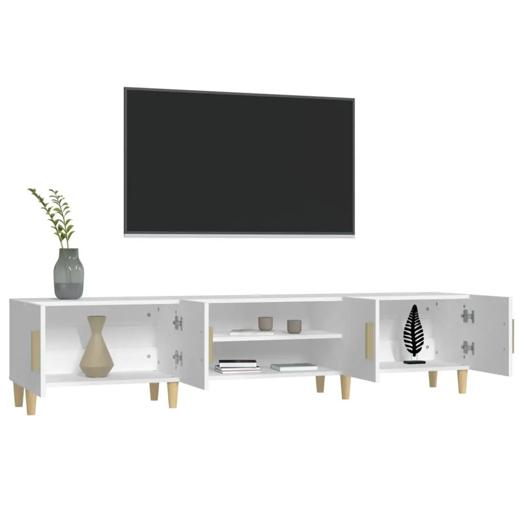 TV Cabinet White 180x31.5x40 cm Engineered Wood 4 Compartments 4 Doors Storage