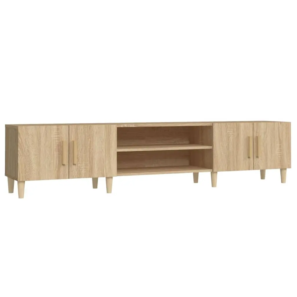 TV Cabinet Brown Engineered Wood Media Unit Storage Doors Compartments Furniture