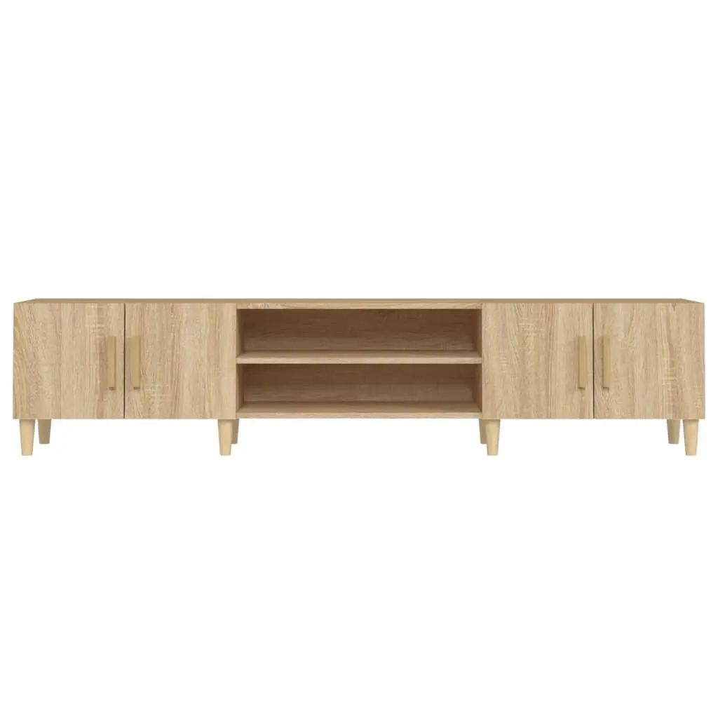 TV Cabinet Brown Engineered Wood Media Unit Storage Doors Compartments Furniture