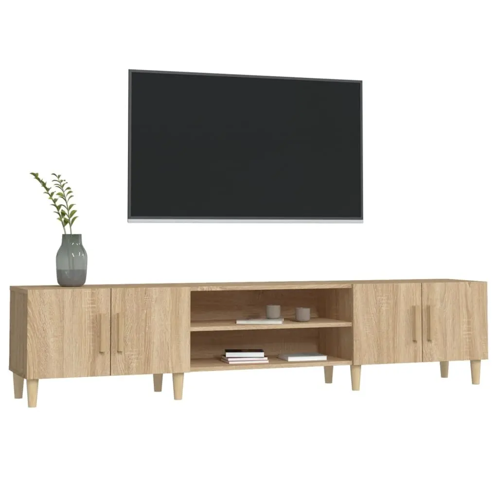 TV Cabinet Brown Engineered Wood Media Unit Storage Doors Compartments Furniture