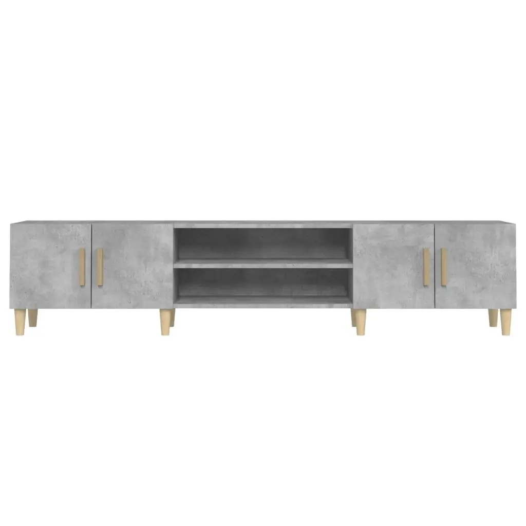 TV Cabinet Grey Engineered Wood Storage Unit 180 x 31.5 x 40 cm Living Room 4 Compartments 4 Doors