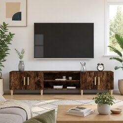 TV Cabinet Brown Engineered Wood Media Unit Storage 180x31.5x40cm Lounge