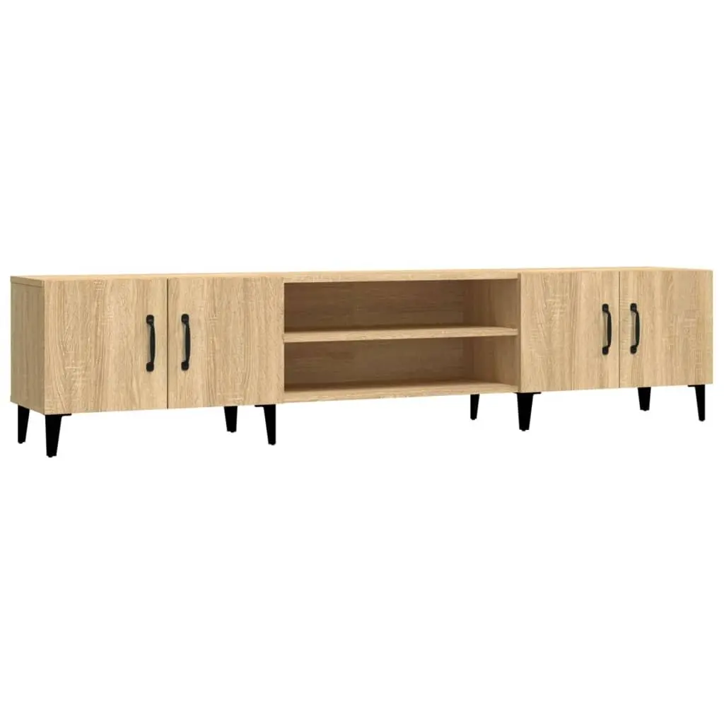 TV Cabinet Brown Engineered Wood Storage Unit with Doors Compartments Display