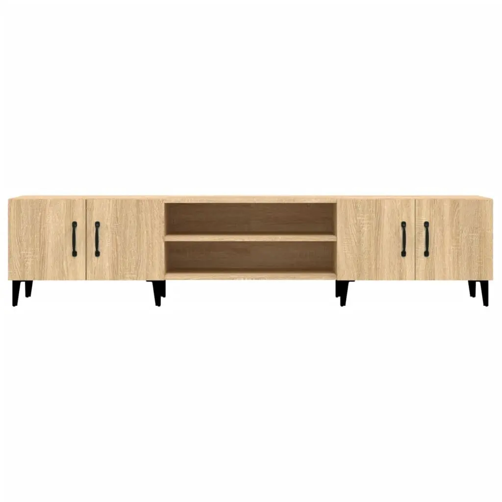TV Cabinet Brown Engineered Wood Storage Unit with Doors Compartments Display