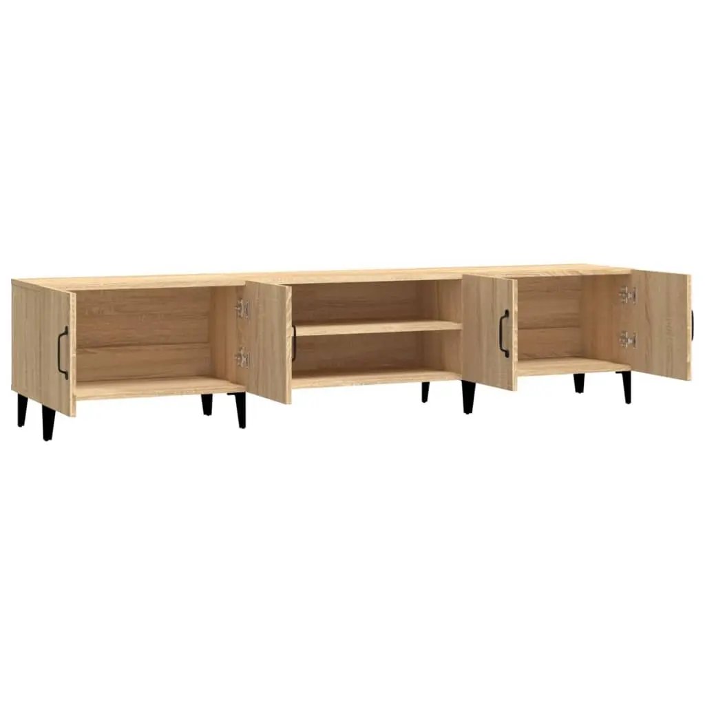 TV Cabinet Brown Engineered Wood Storage Unit with Doors Compartments Display