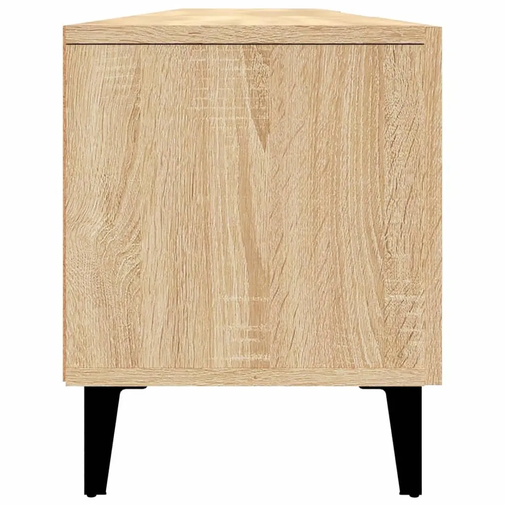 TV Cabinet Brown Engineered Wood Storage Unit with Doors Compartments Display