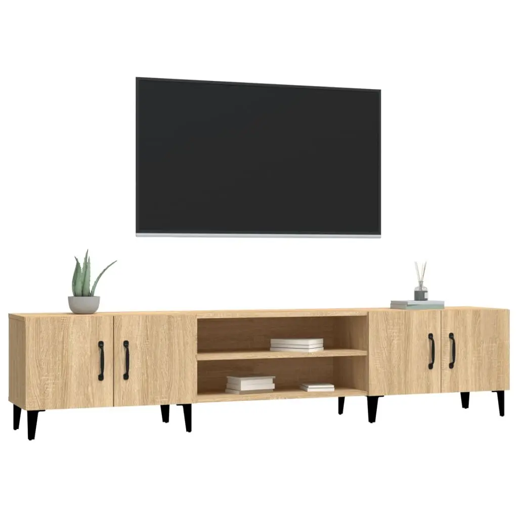 TV Cabinet Brown Engineered Wood Storage Unit with Doors Compartments Display
