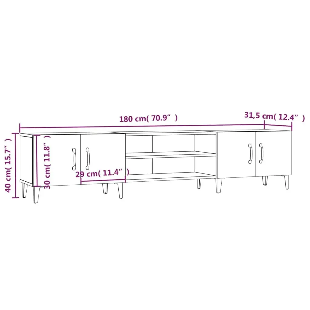 TV Cabinet Brown Engineered Wood Storage Unit with Doors Compartments Display