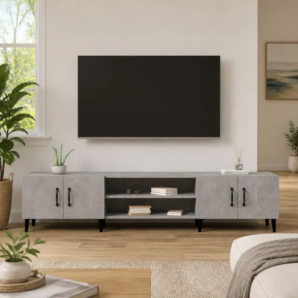 Grey TV Cabinet Storage Unit