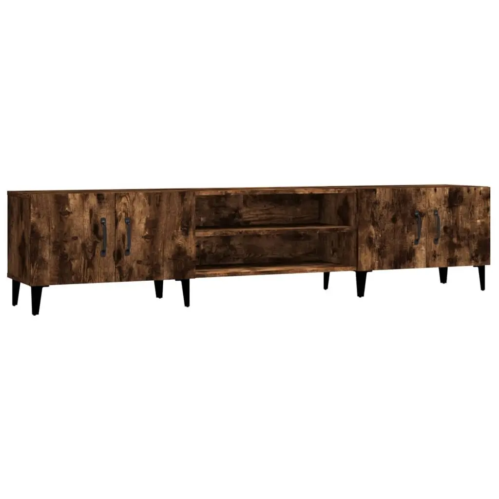 TV Cabinet for Living Room Brown 180x31.5x40 cm Engineered Wood Storage Unit with 4 Doors and 4 Compartments
