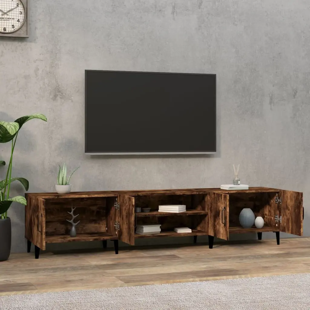 TV Cabinet for Living Room Brown 180x31.5x40 cm Engineered Wood Storage Unit with 4 Doors and 4 Compartments