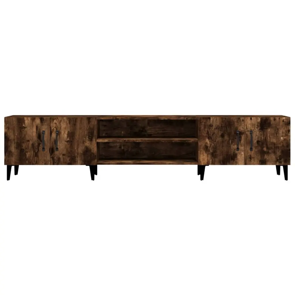 TV Cabinet for Living Room Brown 180x31.5x40 cm Engineered Wood Storage Unit with 4 Doors and 4 Compartments
