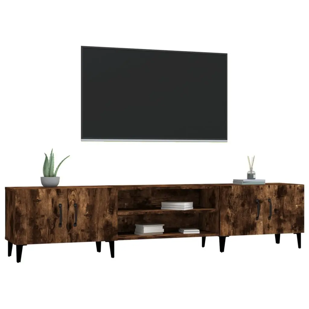 TV Cabinet for Living Room Brown 180x31.5x40 cm Engineered Wood Storage Unit with 4 Doors and 4 Compartments