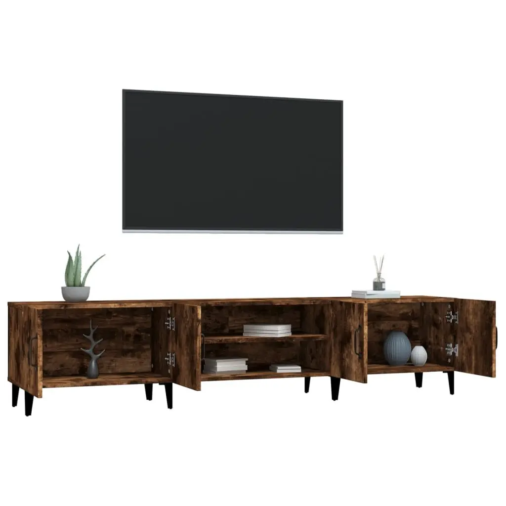 TV Cabinet for Living Room Brown 180x31.5x40 cm Engineered Wood Storage Unit with 4 Doors and 4 Compartments