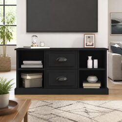 Black TV Cabinet Dimensions: 99.5x35.5x48 cm with Storage