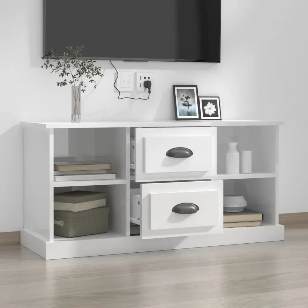 TV Cabinet for Living Room High Gloss White 99.5 x 35.5 x 48 cm