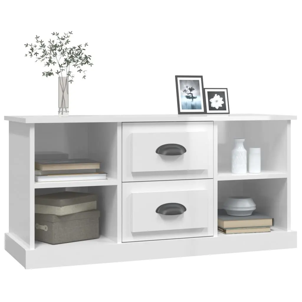 TV Cabinet for Living Room High Gloss White 99.5 x 35.5 x 48 cm