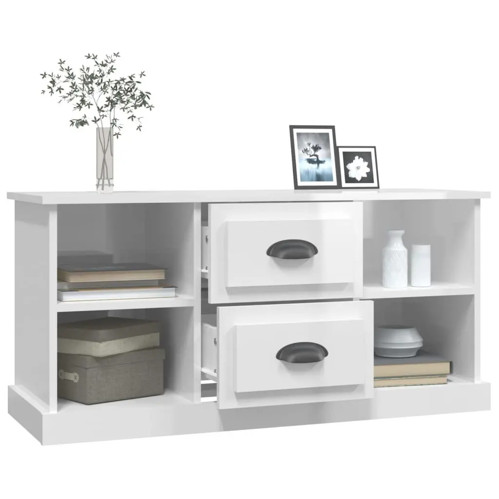 TV Cabinet for Living Room High Gloss White 99.5 x 35.5 x 48 cm