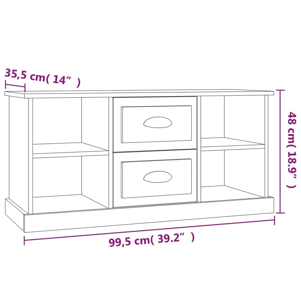 TV Cabinet for Living Room High Gloss White 99.5 x 35.5 x 48 cm