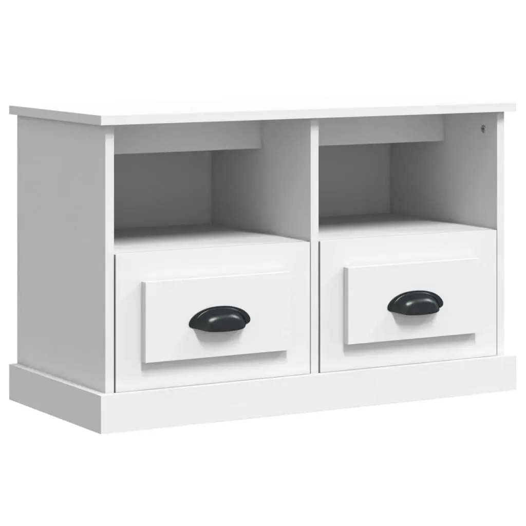 TV Cabinet for Living Room 80x35x50 cm White Engineered Wood Storage Unit with Drawers