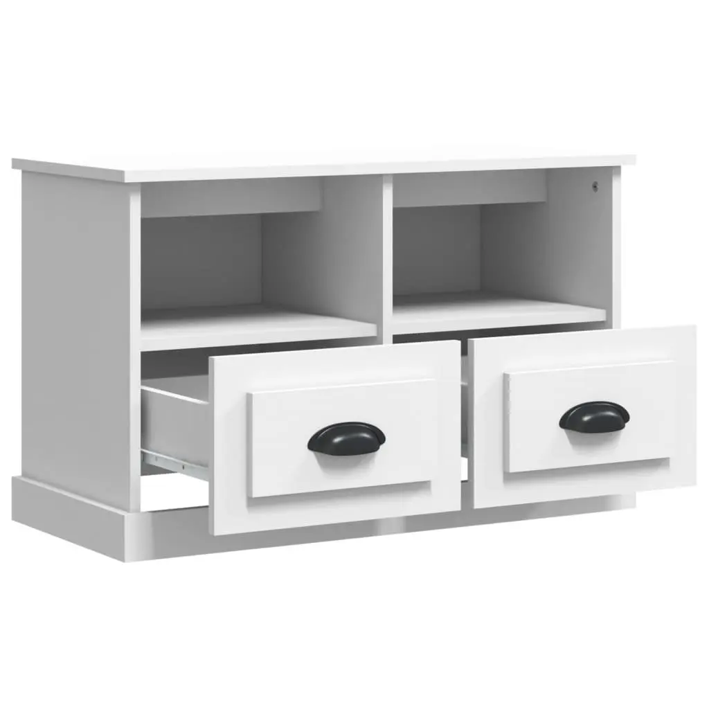 TV Cabinet for Living Room 80x35x50 cm White Engineered Wood Storage Unit with Drawers