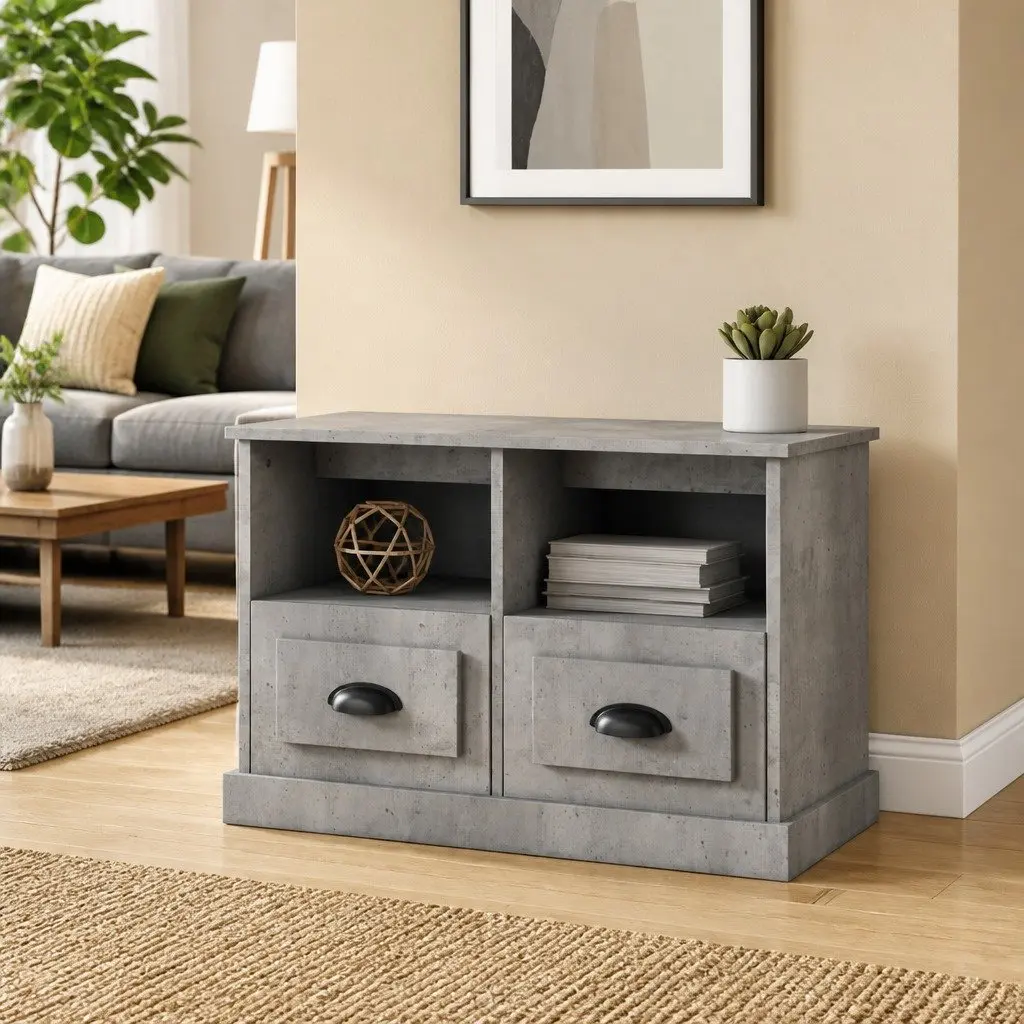 TV Cabinet Grey Storage Unit for Living Room 80 x 35 x 50 cm