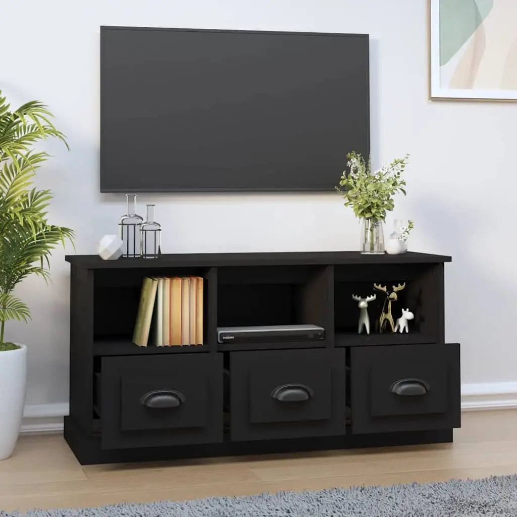 TV Cabinet for Living Room Black Engineered Wood 100 x 35 x 50 cm