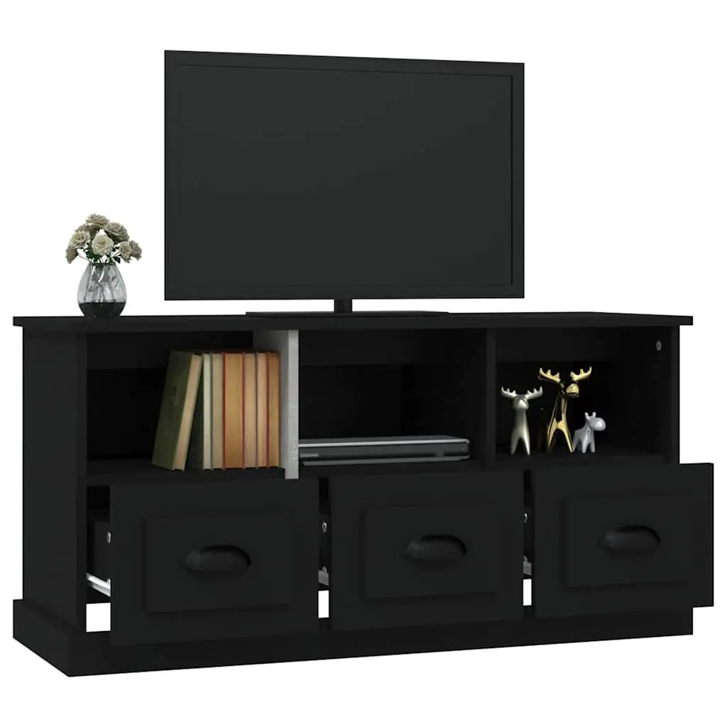 TV Cabinet for Living Room Black Engineered Wood 100 x 35 x 50 cm