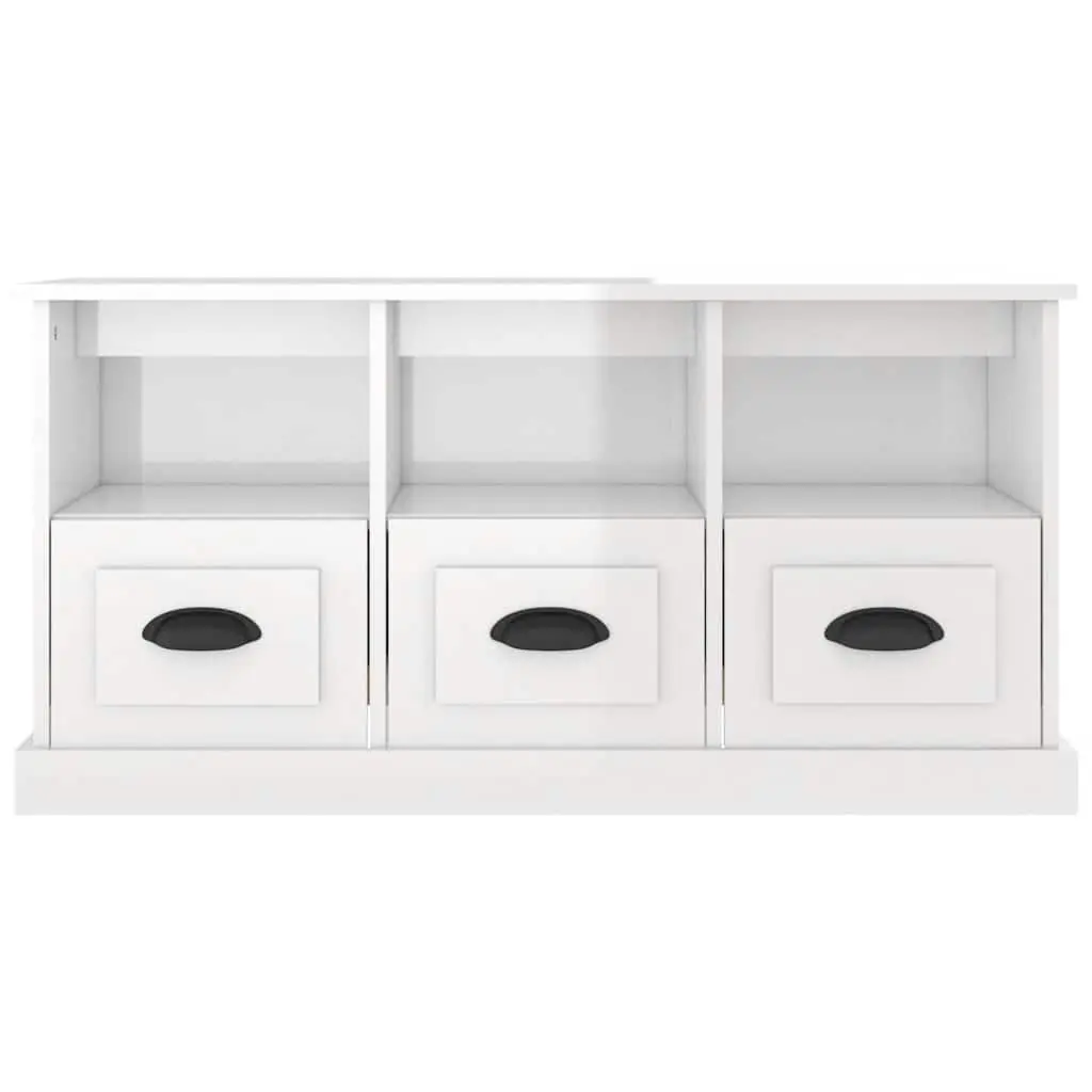 TV Cabinet Living Room 100x35x50cm White High Gloss Engineered Wood Storage Unit