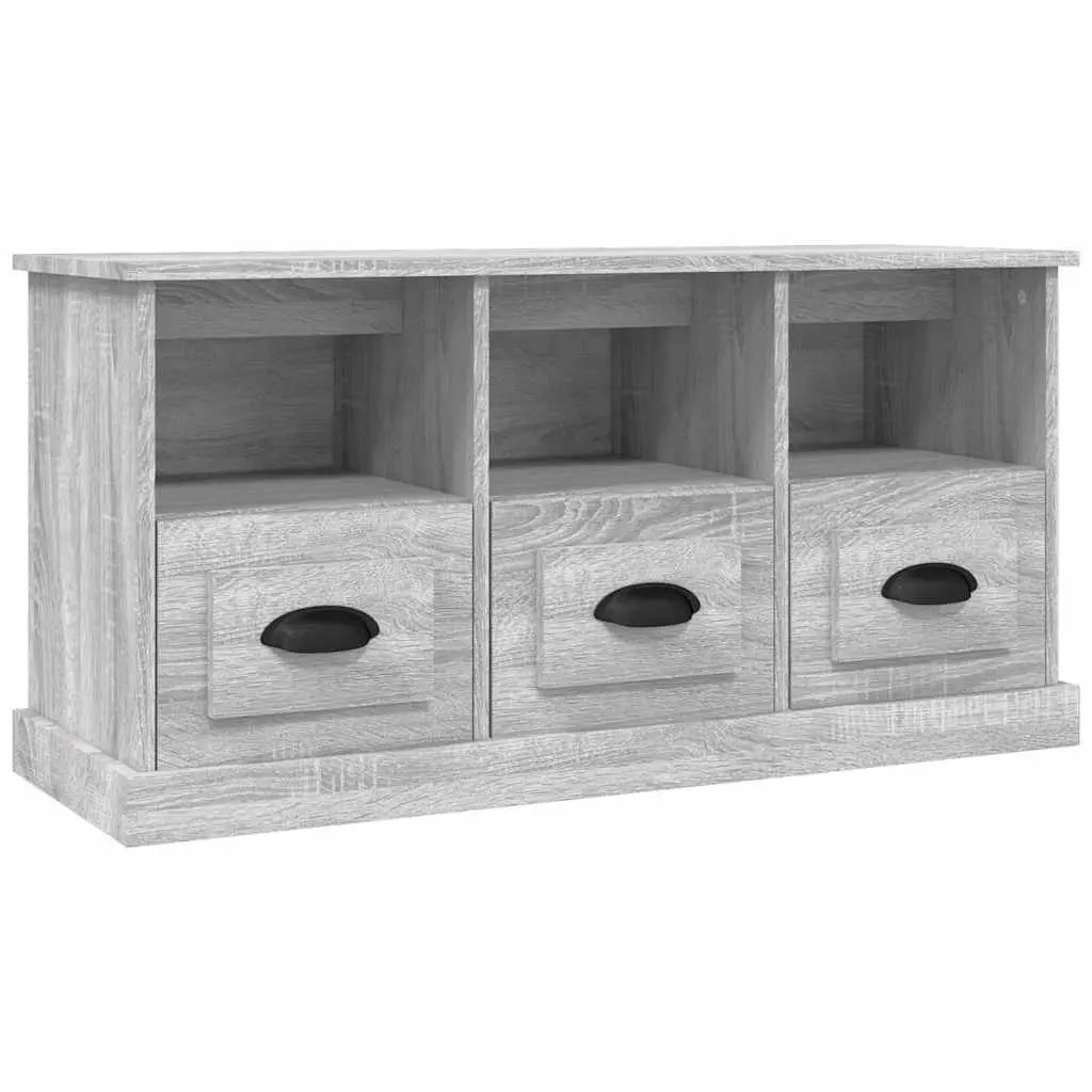 TV Cabinet Grey Sonoma Storage Unit with Drawers Open Compartments 100x35x50cm