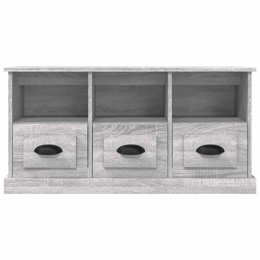 TV Cabinet Grey Sonoma Storage Unit with Drawers Open Compartments 100x35x50cm