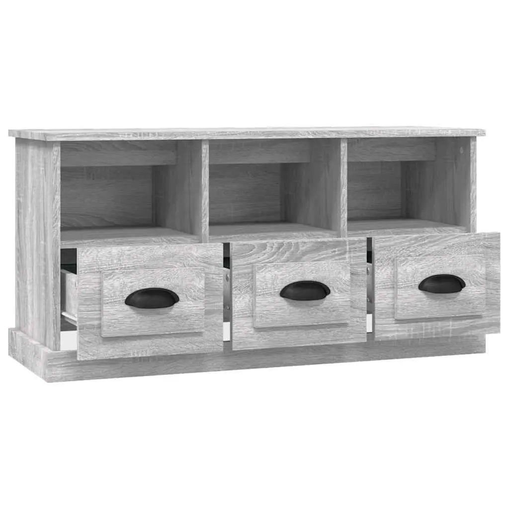 TV Cabinet Grey Sonoma Storage Unit with Drawers Open Compartments 100x35x50cm