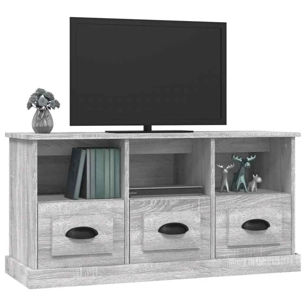TV Cabinet Grey Sonoma Storage Unit with Drawers Open Compartments 100x35x50cm