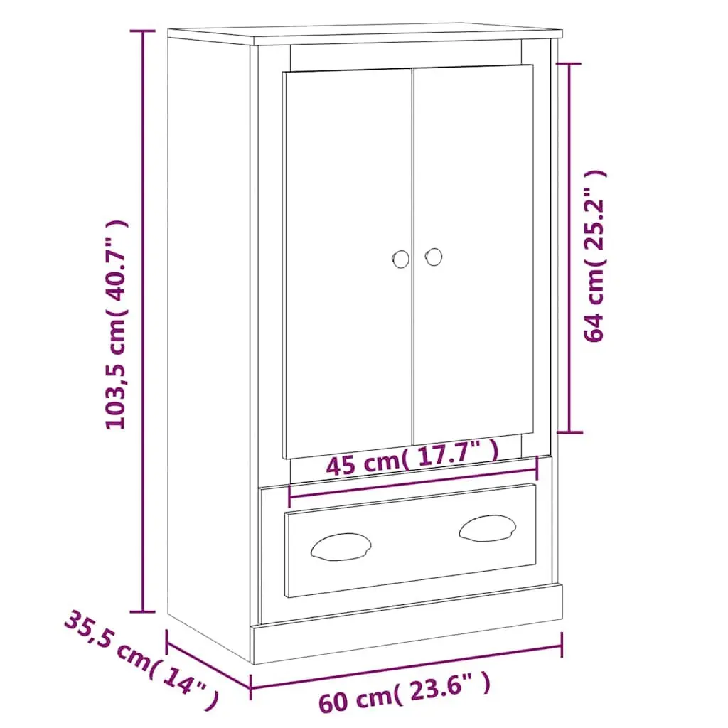 Highboard Storage Cabinet for Home 60x35.5x103.5cm Engineered Wood