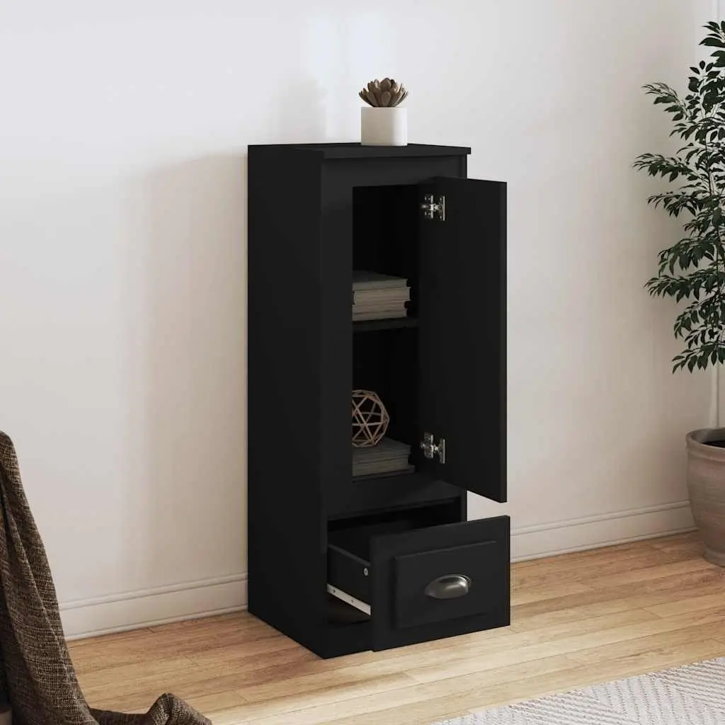Black Highboard Sideboard Storage Cabinet Engineered Wood Buffet Furniture