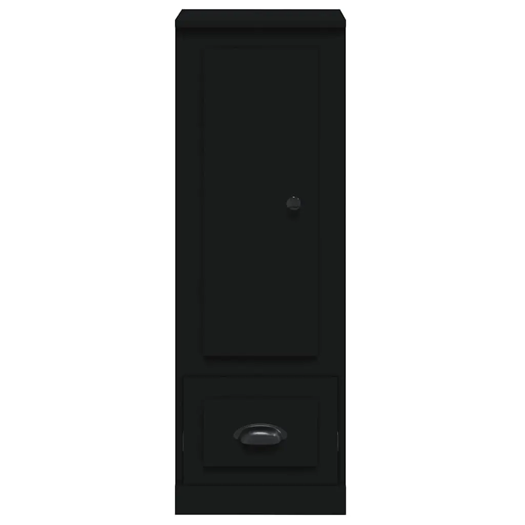 Black Highboard Sideboard Storage Cabinet Engineered Wood Buffet Furniture
