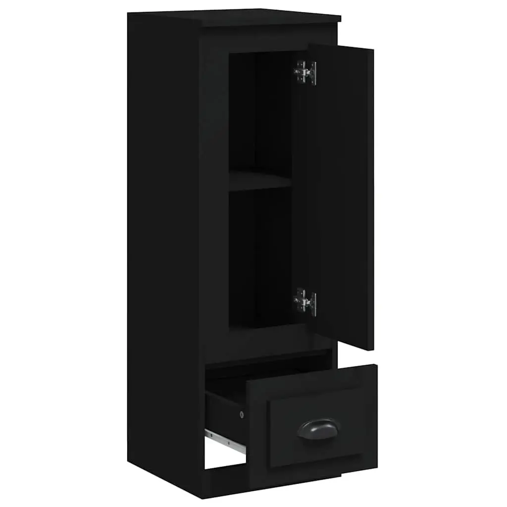 Black Highboard Sideboard Storage Cabinet Engineered Wood Buffet Furniture