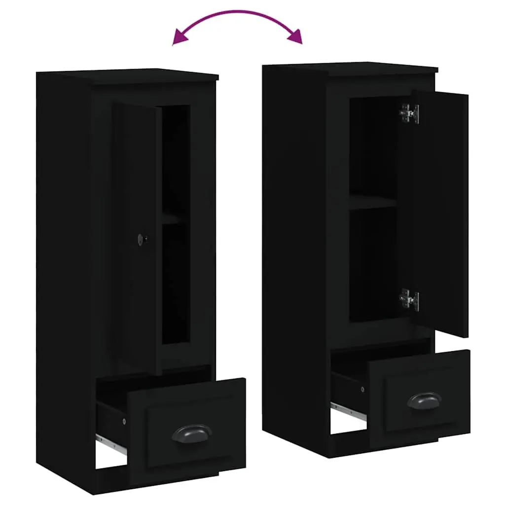 Black Highboard Sideboard Storage Cabinet Engineered Wood Buffet Furniture