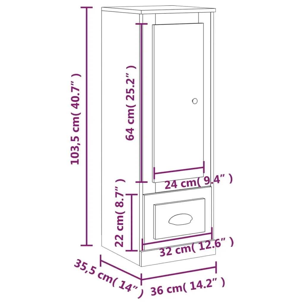 Highboard Storage Cabinet for Home 36 x 35.5 x 103.5 cm Brown Smoked Oak