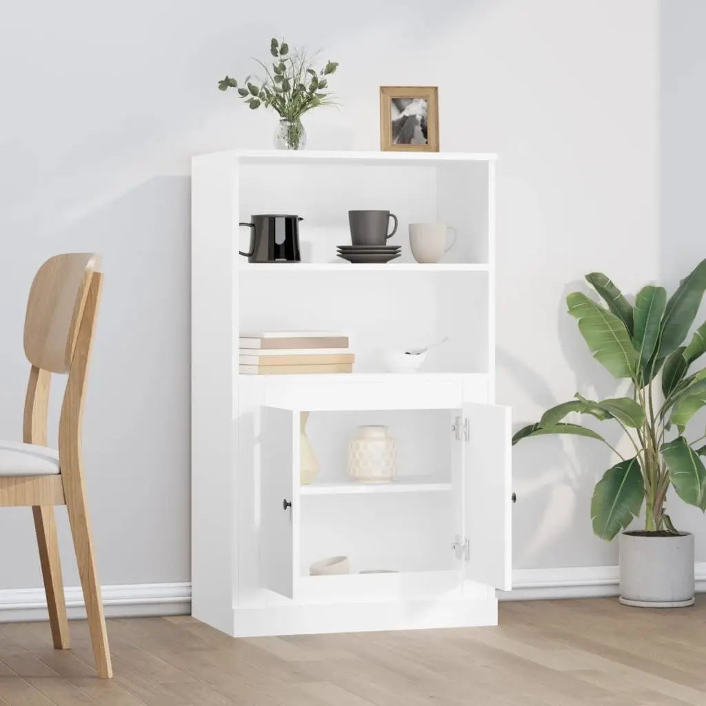 White Engineered Wood Highboard Storage Cabinet, 60x35.5x103.5 cm