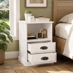 Bedside Cabinets 2 pcs White 43x36x60 cm Drawers Open Compartment Storage
