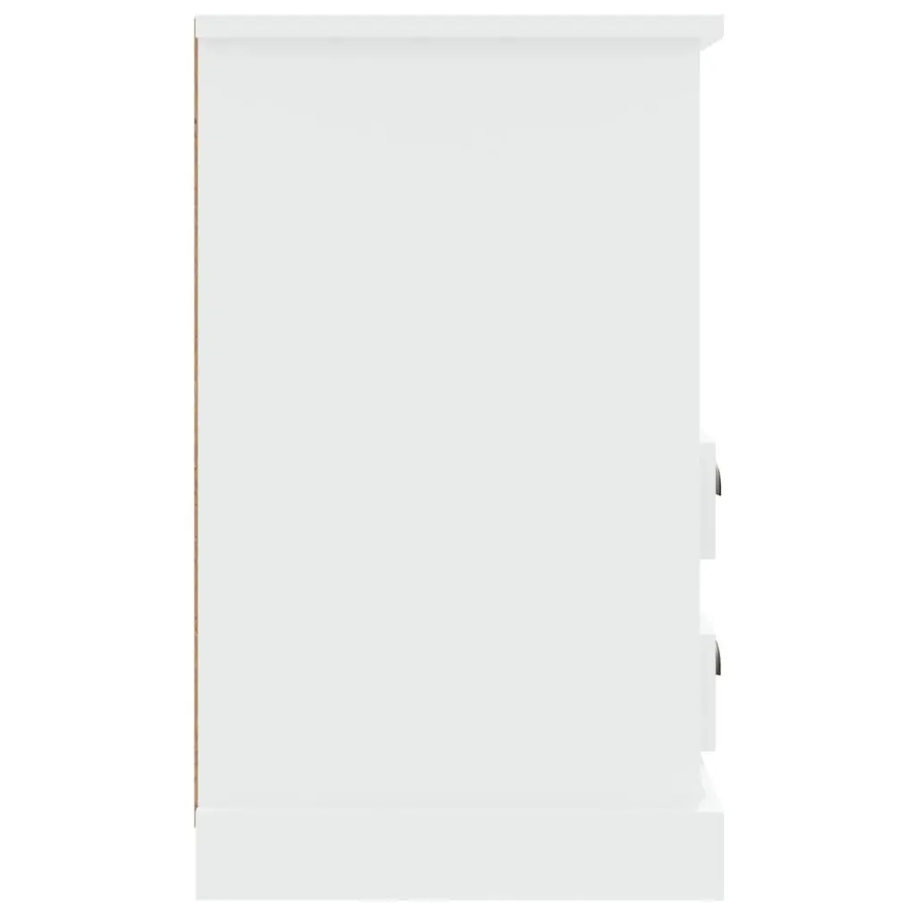 Bedside Cabinet White High Gloss 2 Drawers Open Shelf Bedroom Nightstand Storage