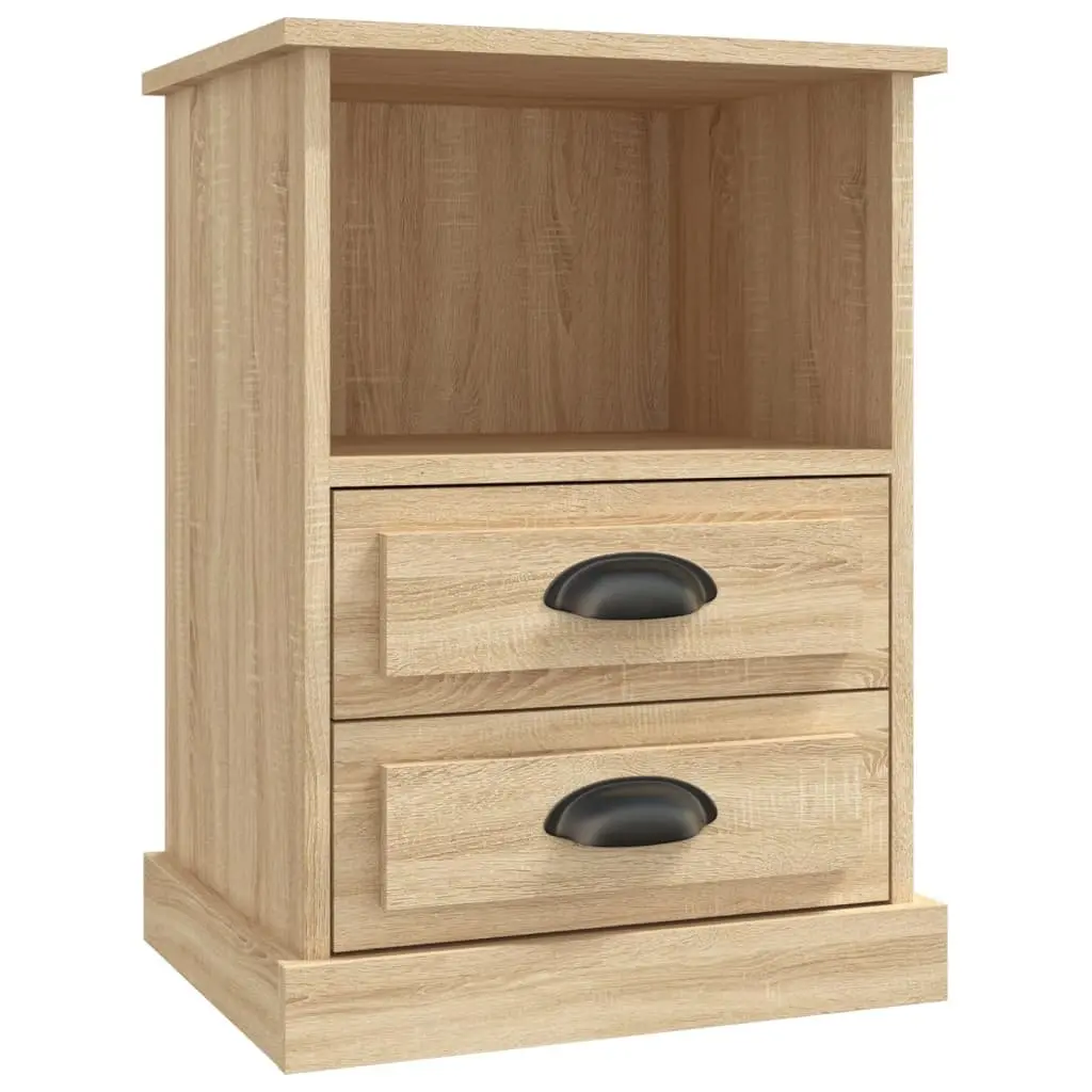 Bedside Table Nightstand Bedroom 2 Drawer 1 Open Compartment Sonoma Oak
