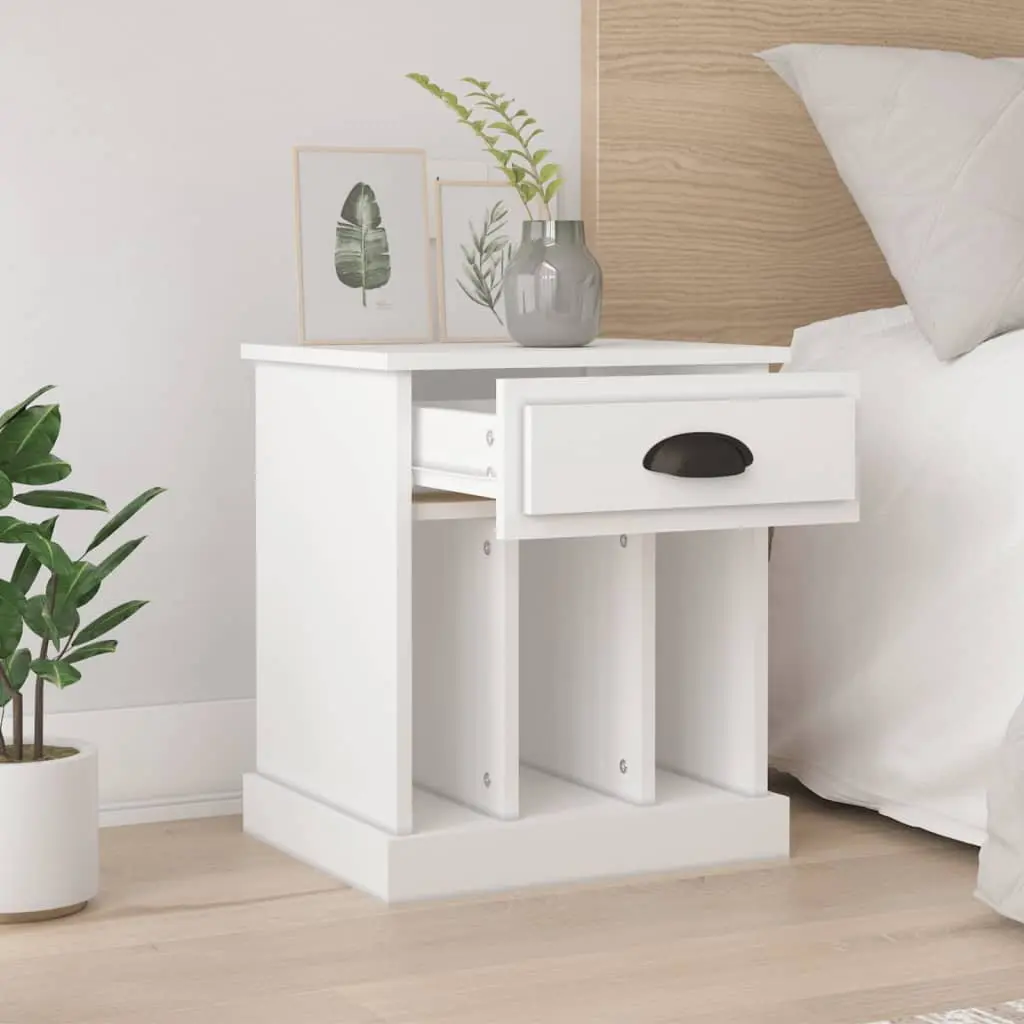White Bedside Cabinet with Drawer