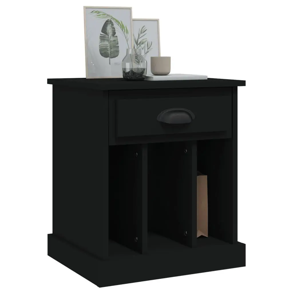 Bedside Cabinet Black Bedroom Storage 43x36x50 cm