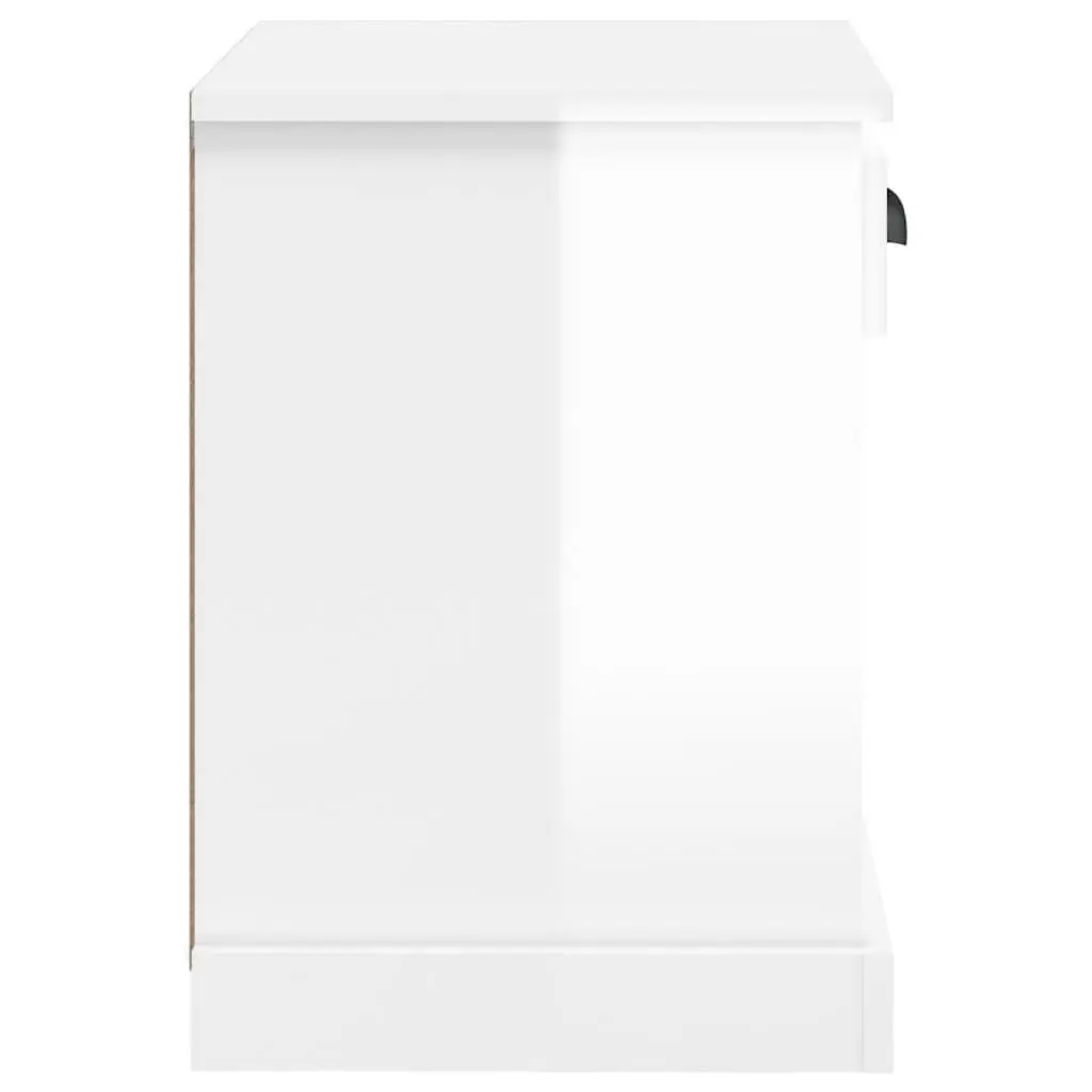 Bedside Cabinet White High Gloss 43x36x50 cm Drawer Storage Compartments