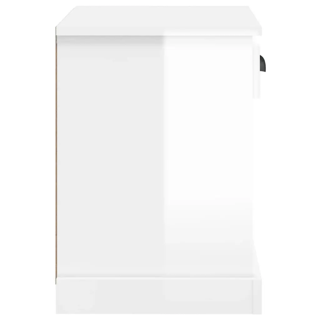 Bedside Cabinets 2 pcs High Gloss White Storage Nightstand Drawers Compartments